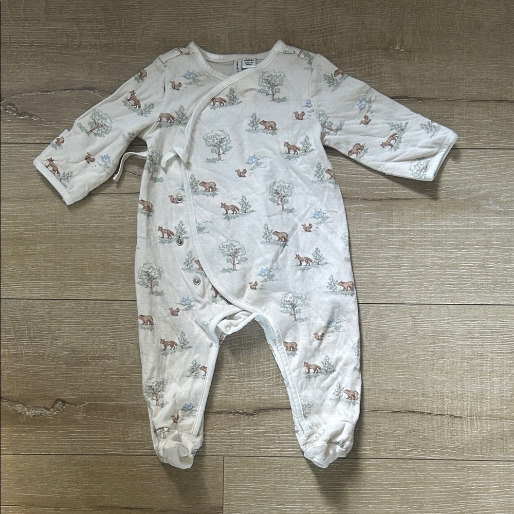 Janie and Jack White One Piece with Animal Print